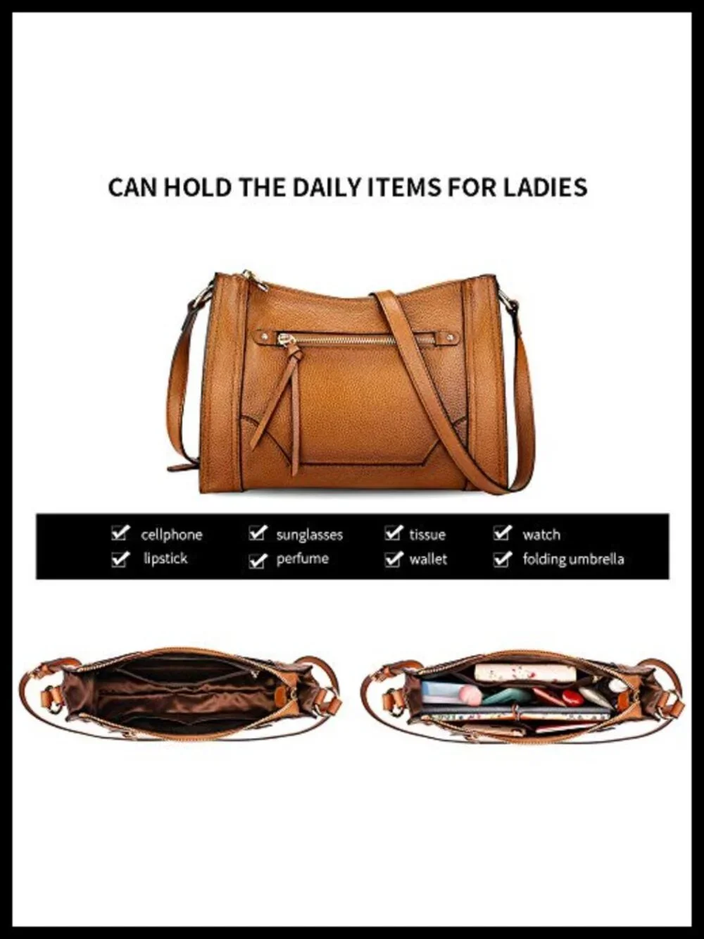 Genuine Leather Crossbody Satchel for Women